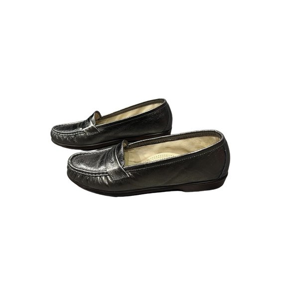 Vintage 90s SAS Wink Tripad Pewter Leather Loafers Size 8.5 M - Picture 3 of 12